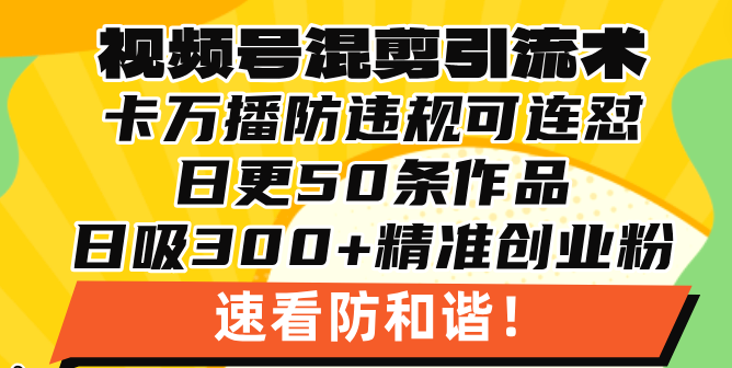 视频号混剪引流技术,500万播放引流17000创业粉,操作简单当天学会-奥博传媒