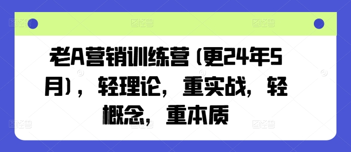 老A营销训练营(更24年11月)，轻理论，重实战，轻概念，重本质-奥博传媒